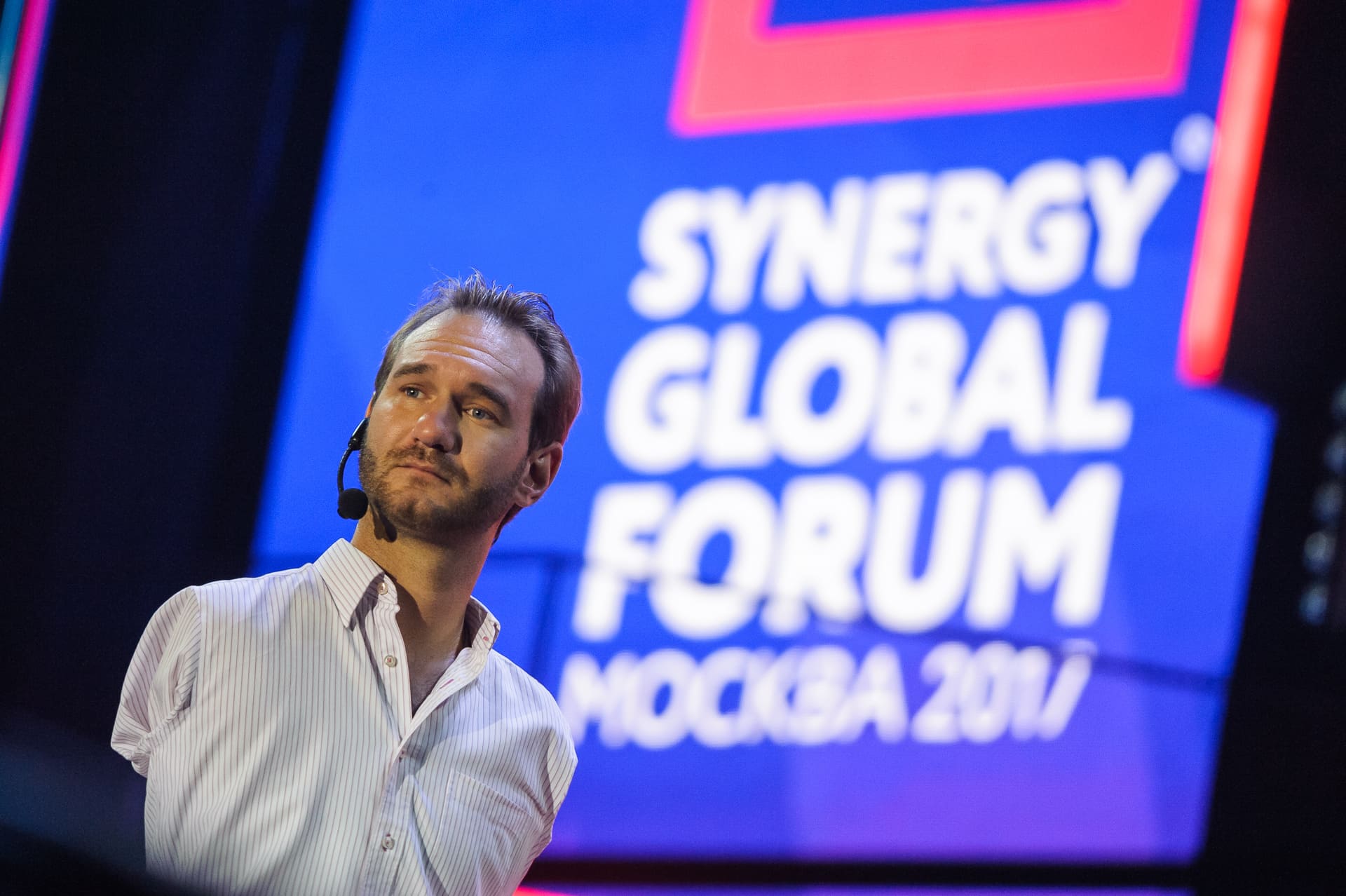 На бизнес-форуме «Синергии» Synergy Global Forum в Москве выступил известный мотивационный спикер Ник Вуйчич